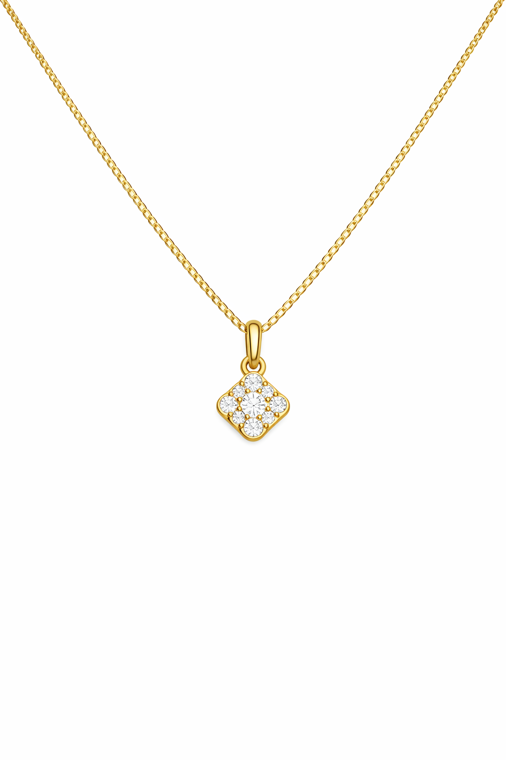 Colar Pingente Trevo Cravejado Dourado