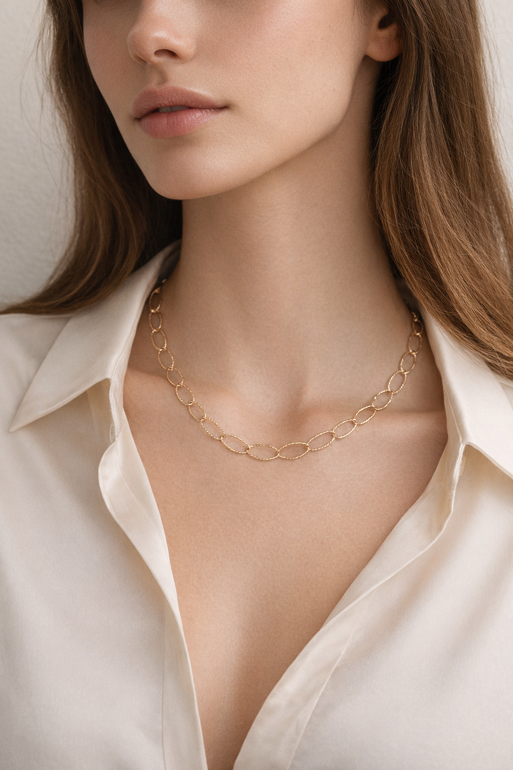 Colar Elos Alongados Dourado