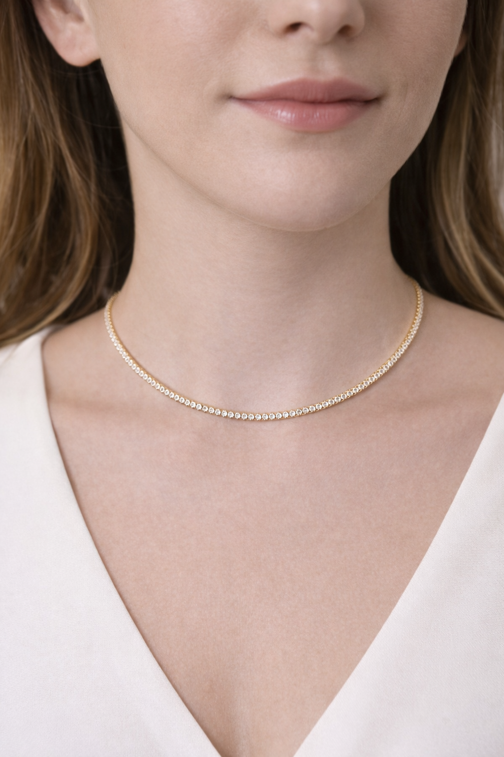 Colar Riviera Cravejado Dourado