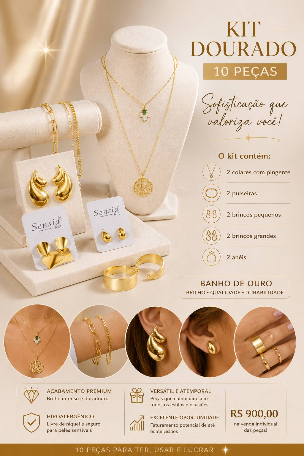 Kit Venda Certa -Banho ouro