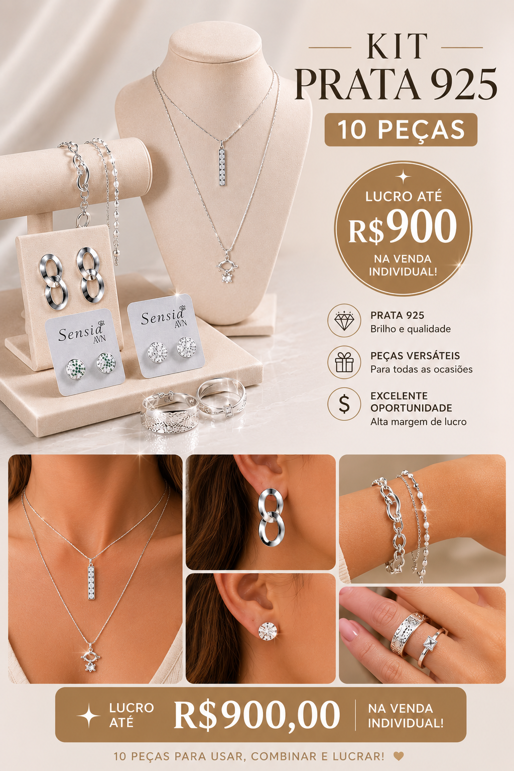 Kit Venda Certa - Banho de Prata 925