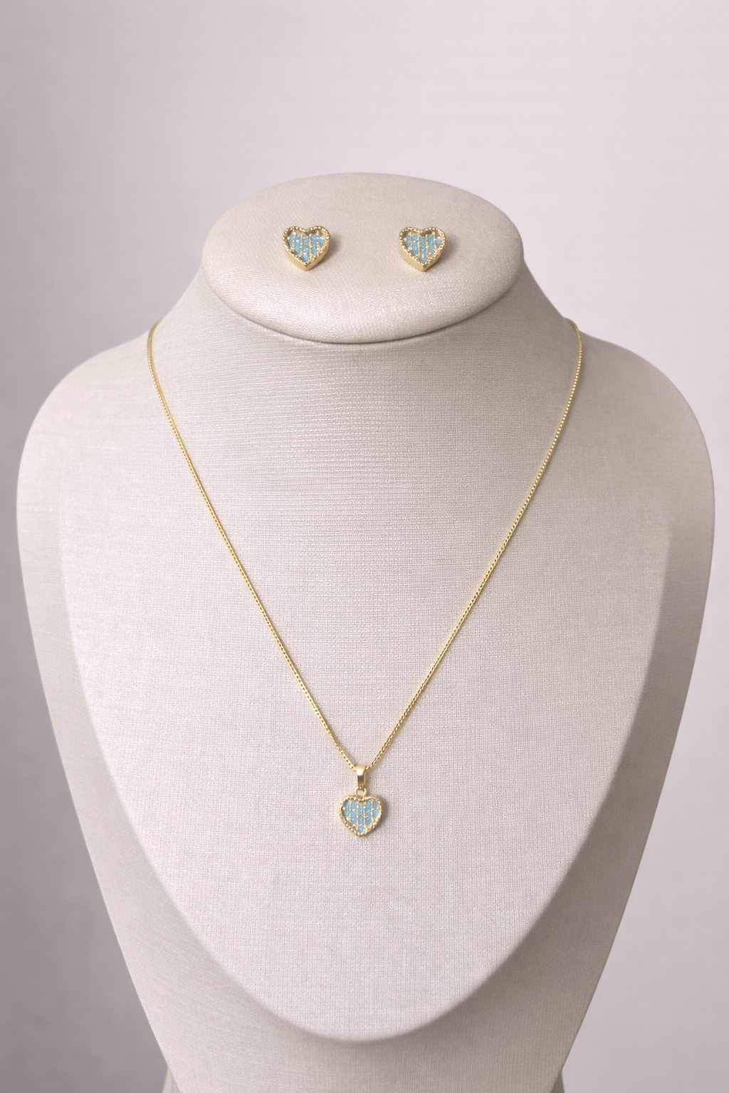 Conjunto Coração Azul com Zircônias