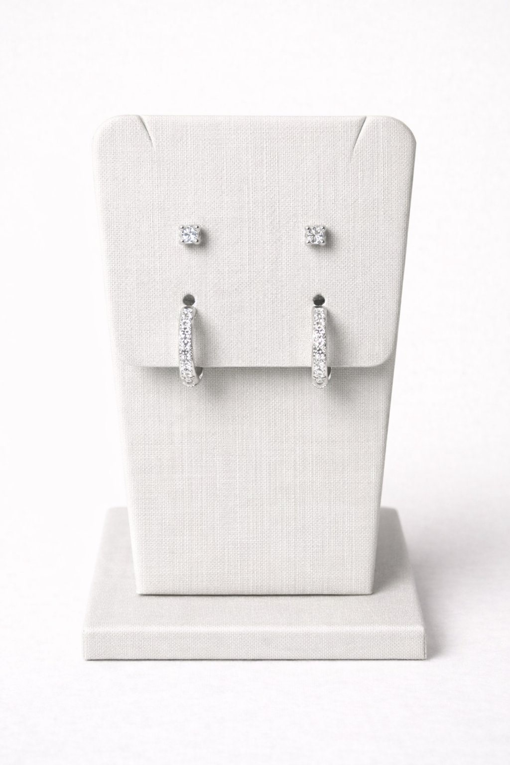 Conjunto de Brincos Ponto de Luz e Argola Cravejada Prata