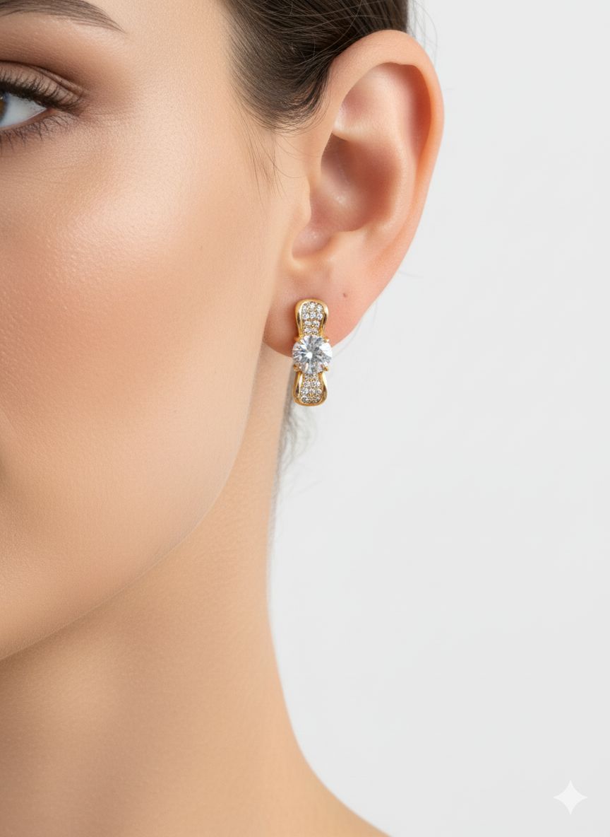 Brinco laço cravejado