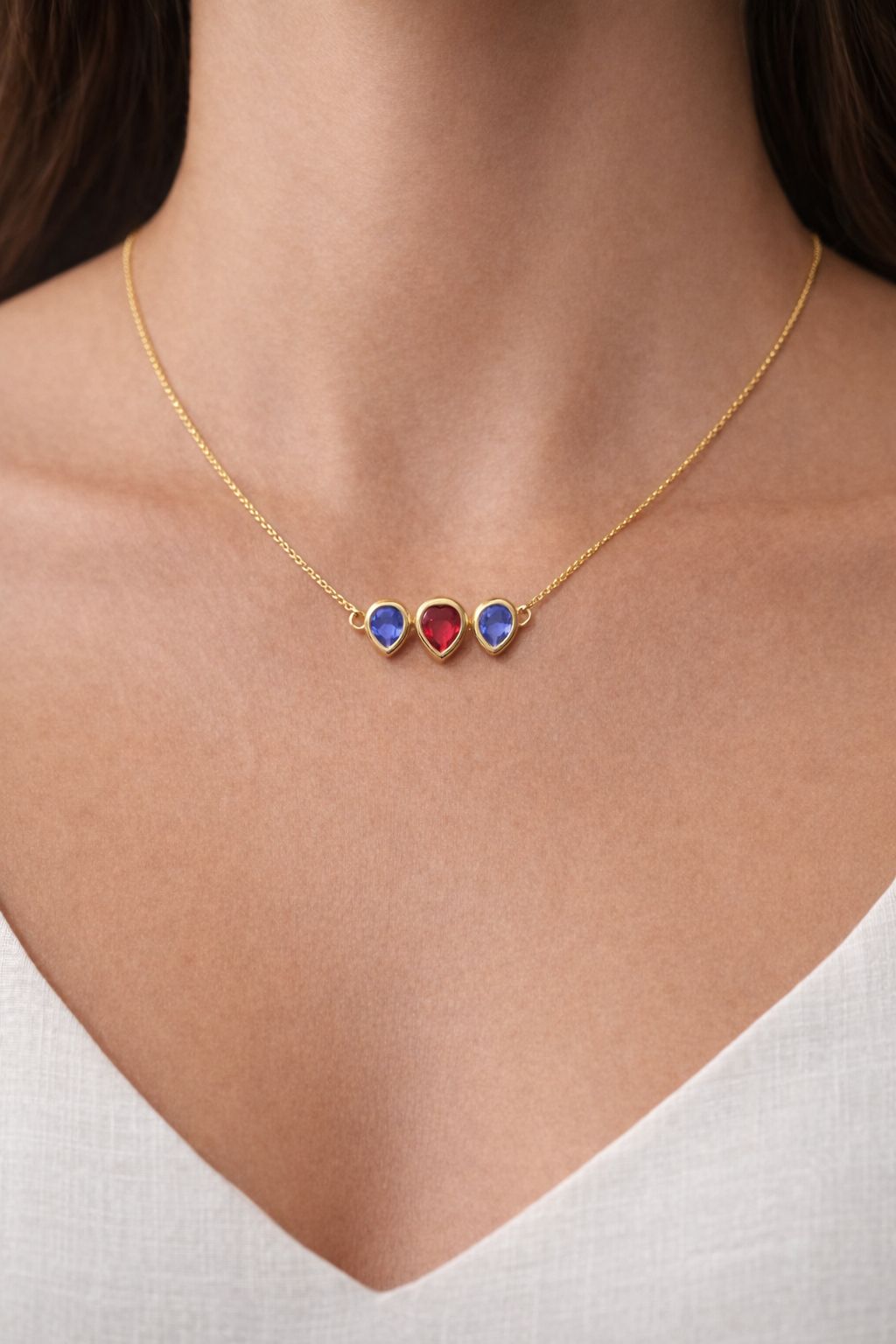 Colar Pingente Gota Pedra