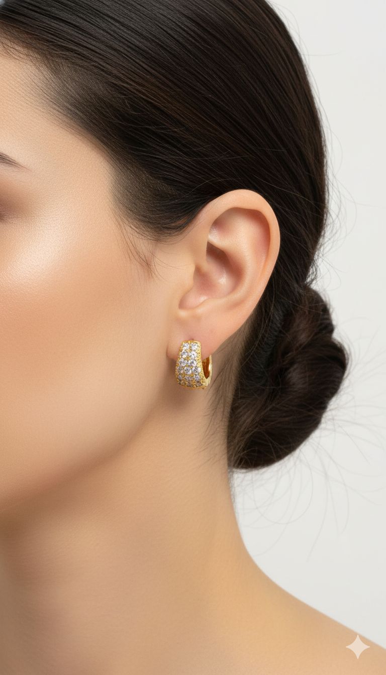 Brinco argola cravejado