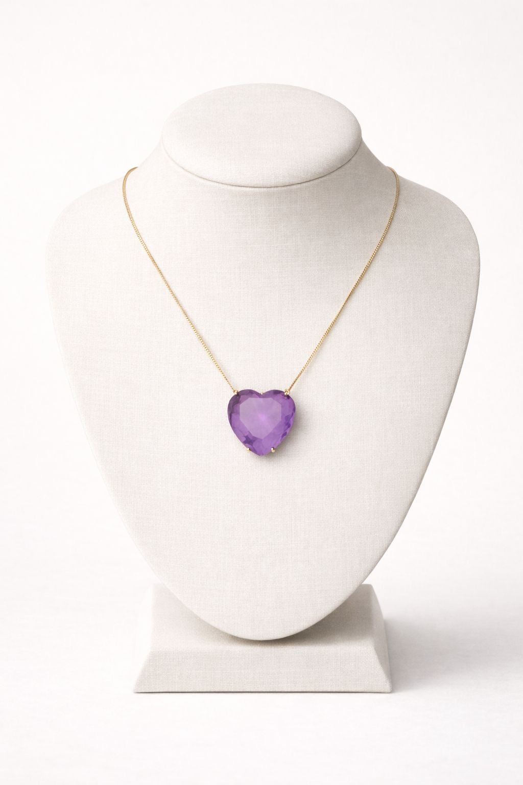 Colar Pingente Coração Lilás Dourado